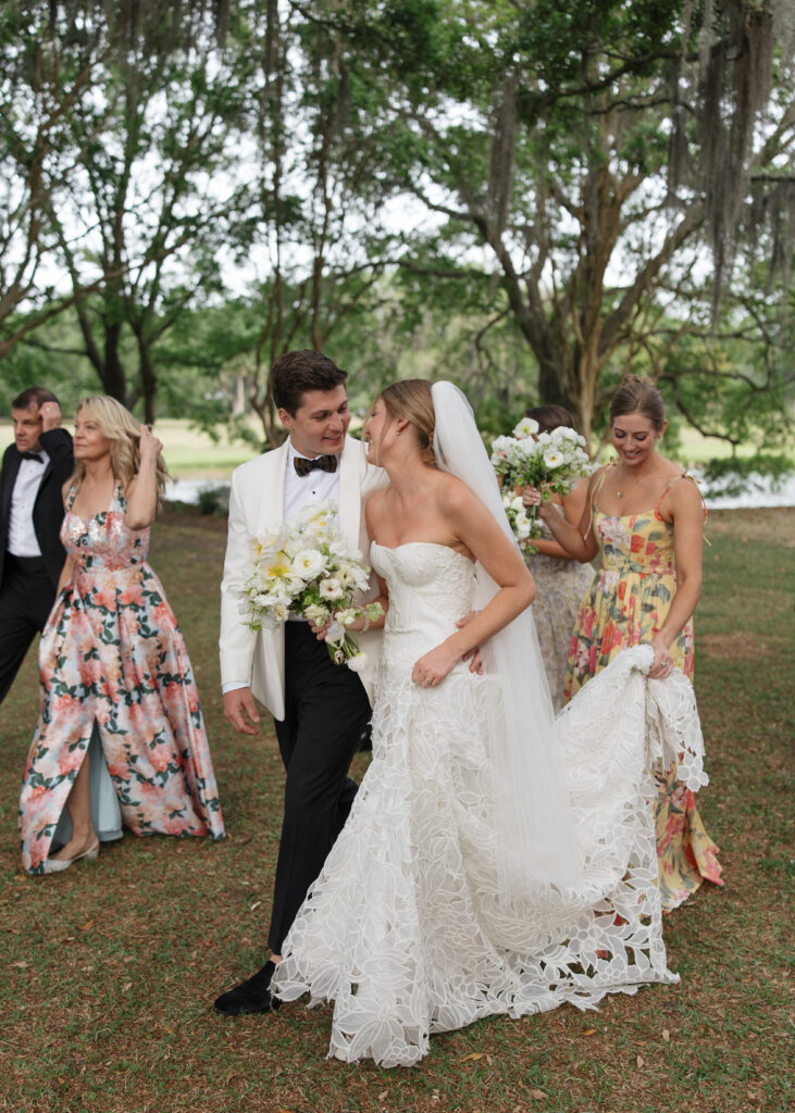 a bride and groom after getting married
