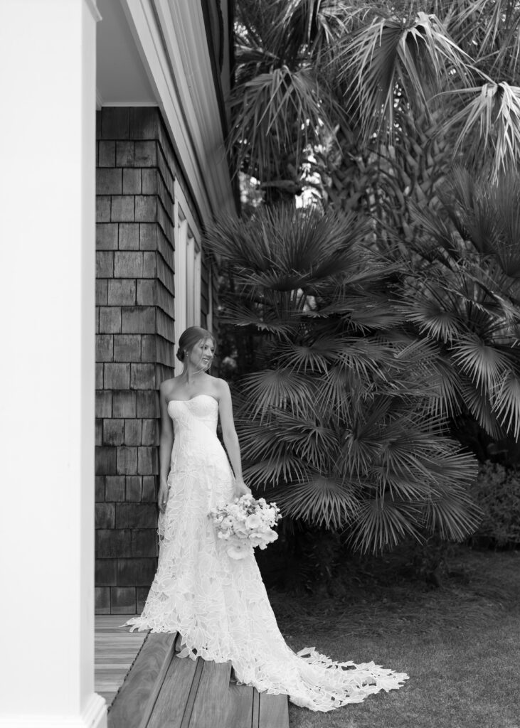 a photo of a bride before she walks down the aisle